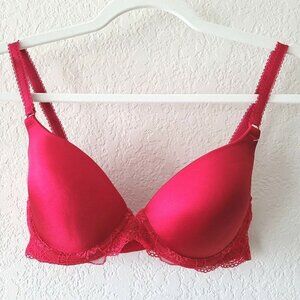 Wacoal Luscious Lace Push Up Bra Red Sz 36B Padded Underwired Discontinued NWOT